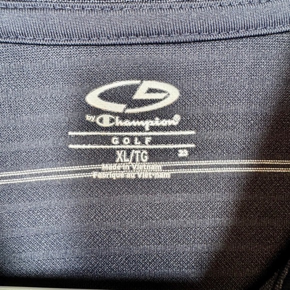 Champion Golf Polo Shirt Duo Dry Striped Navy Blue Short Sleeve Sz XL - Picture 3 of 8